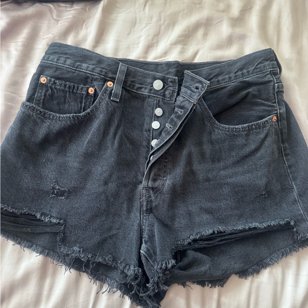 Levi’s 501 Black High-Rise Distressed Women’s Denim Shorts